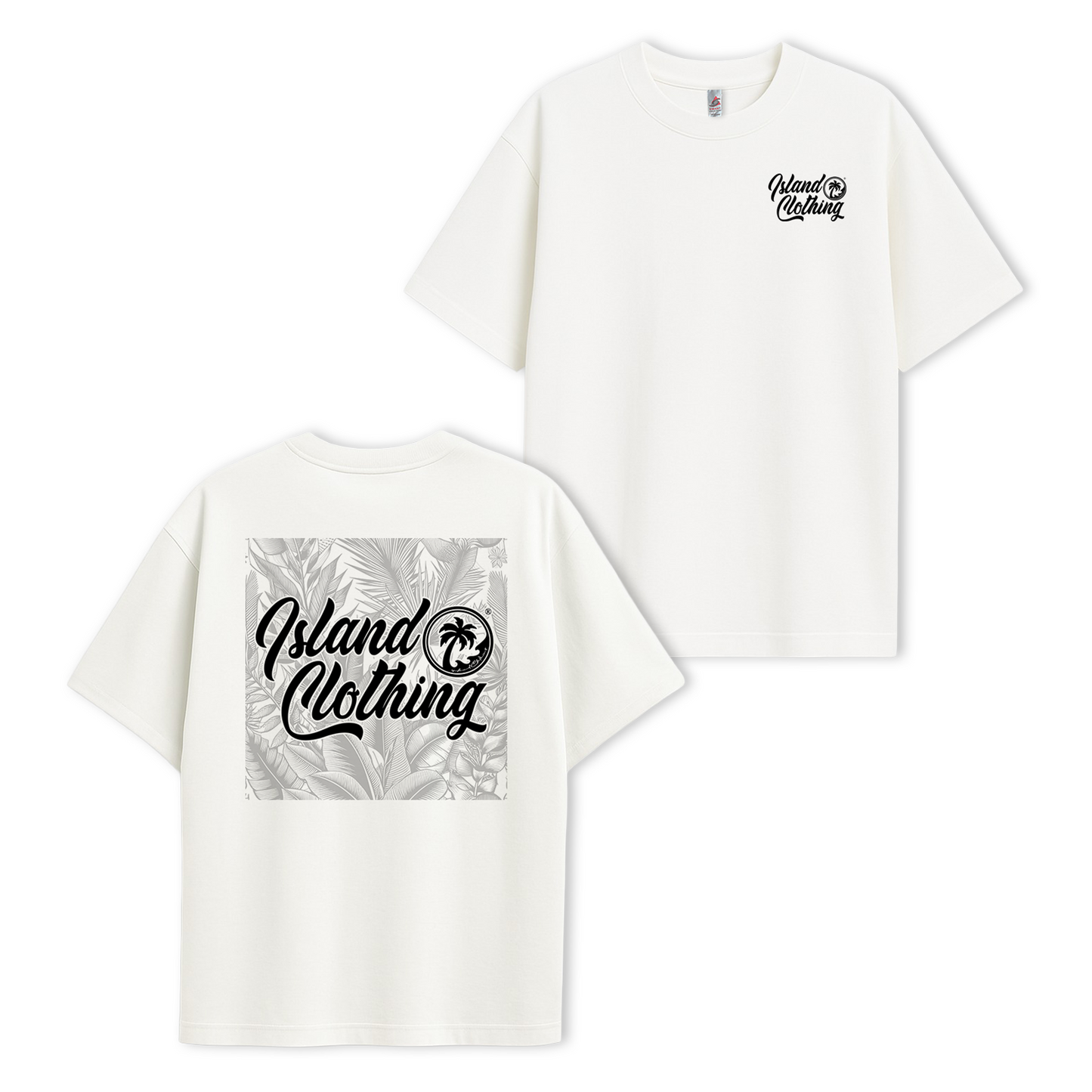 IC Tropical Script - Heavy Weight Oversized Tee (White) - UH77