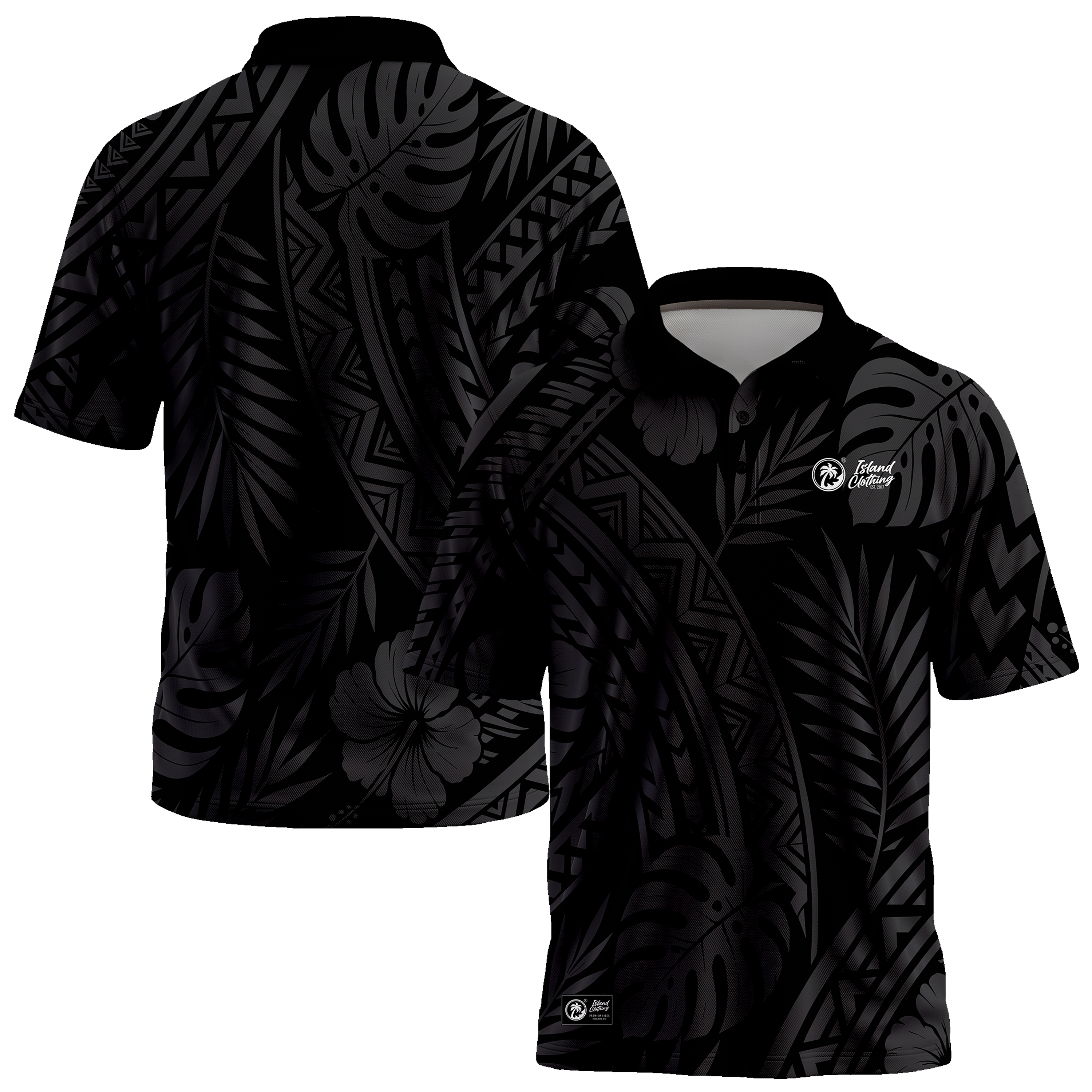 Floral Tribal Polo - Sublimation - Black & Gray