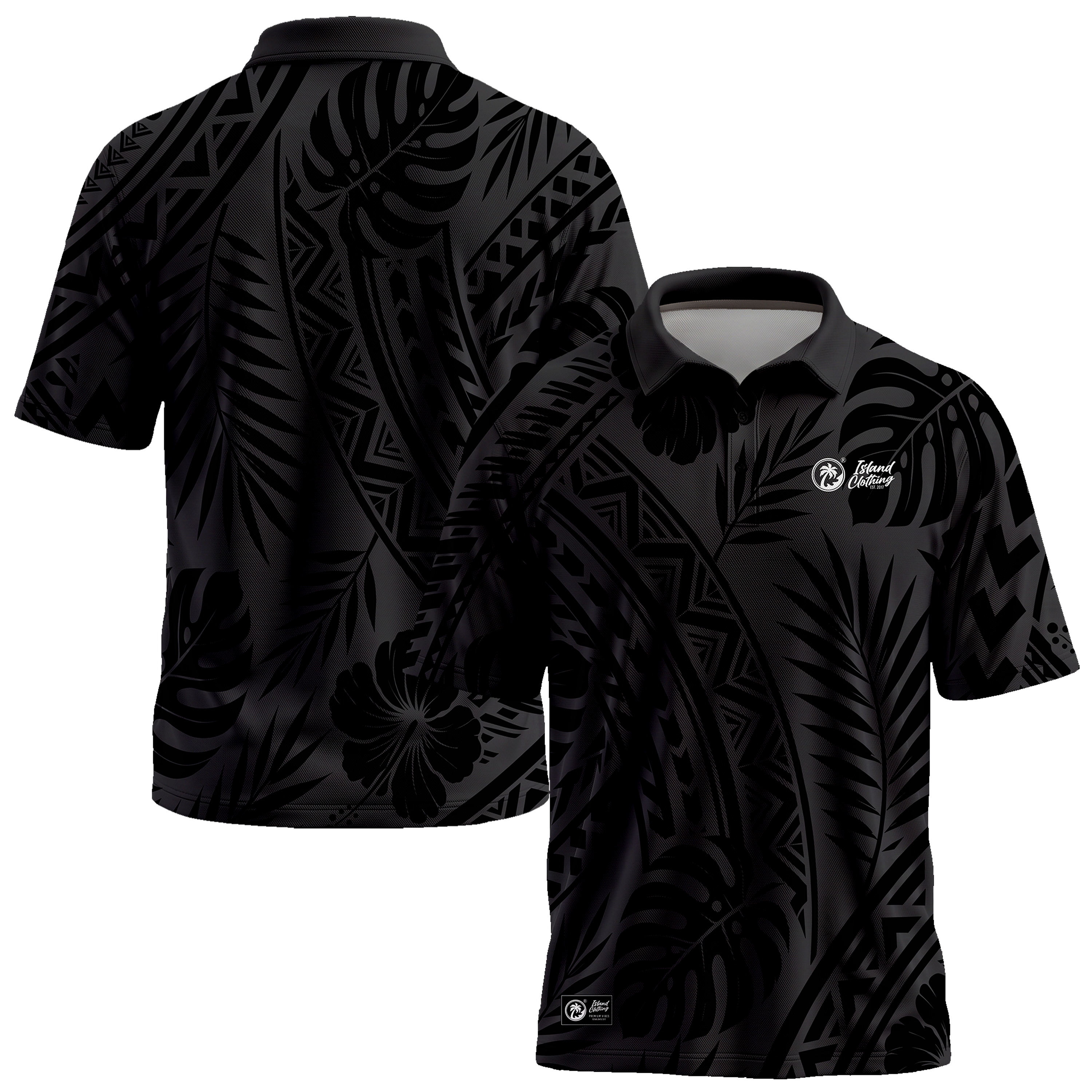 Floral Tribal Polo - Sublimation - Gray & Black