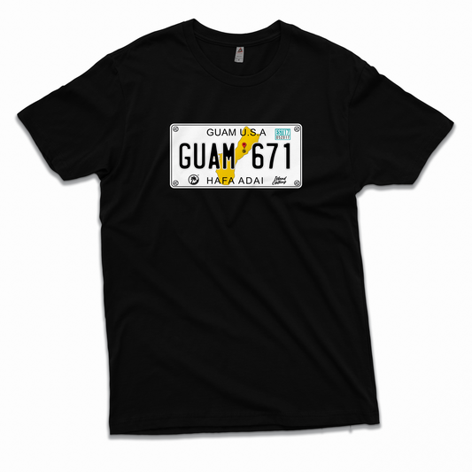 Guam License Plate Black Tee