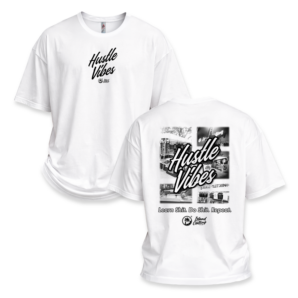 Hustle Vibes - UH77 Heavyweight Oversized - White