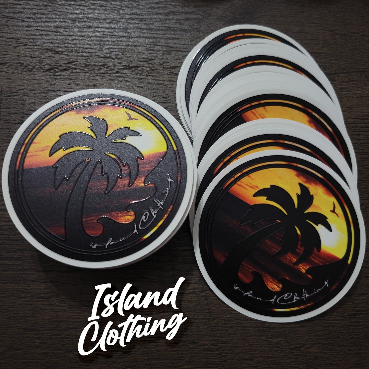 Island Clothing Sunset Logo 3 in round UV Sticker