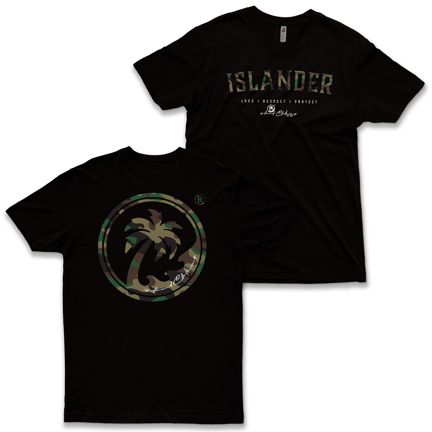 ISLANDER CAMO Short Sleeve: Black