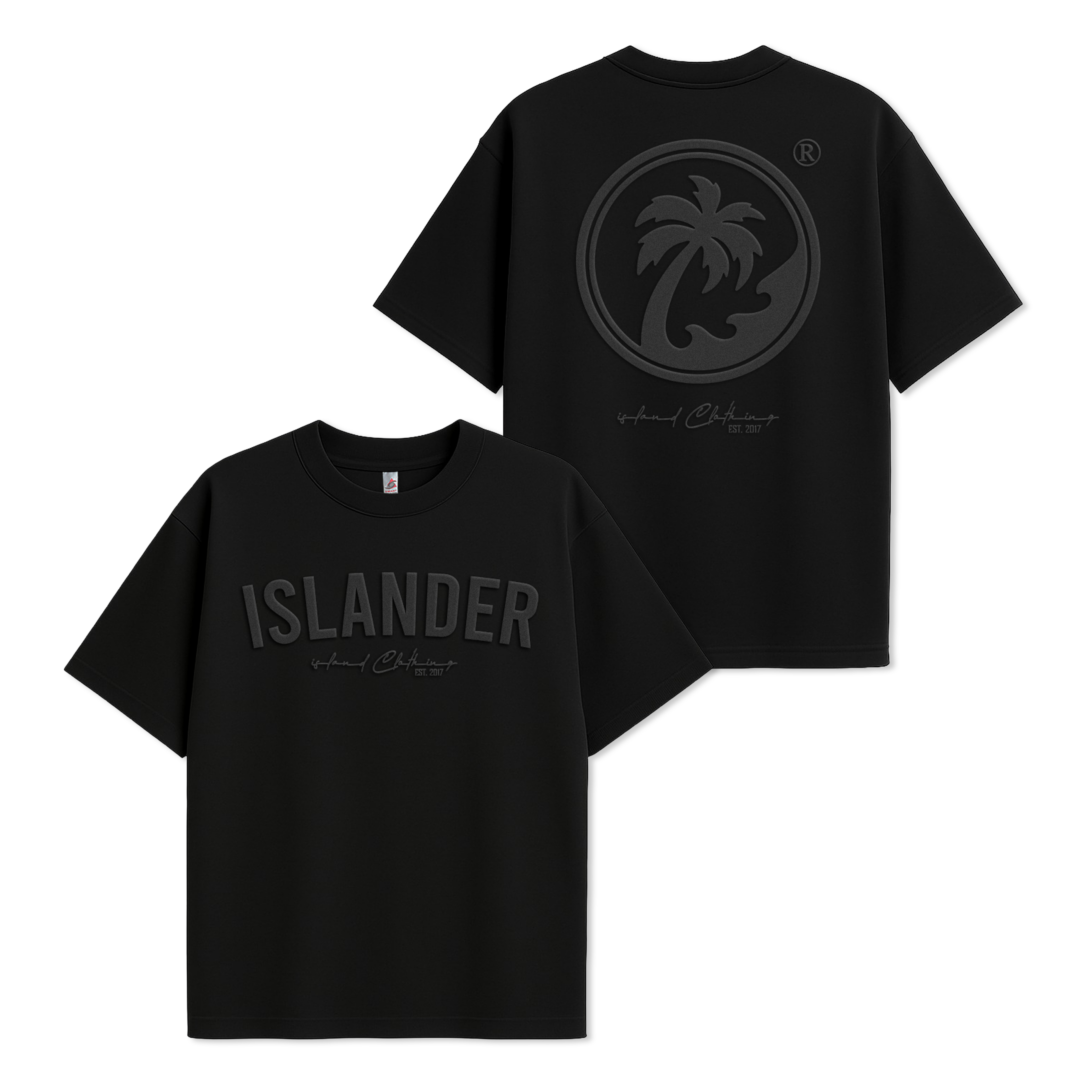 Islander Puff Black On Black - UH77 Heavyweight Oversized