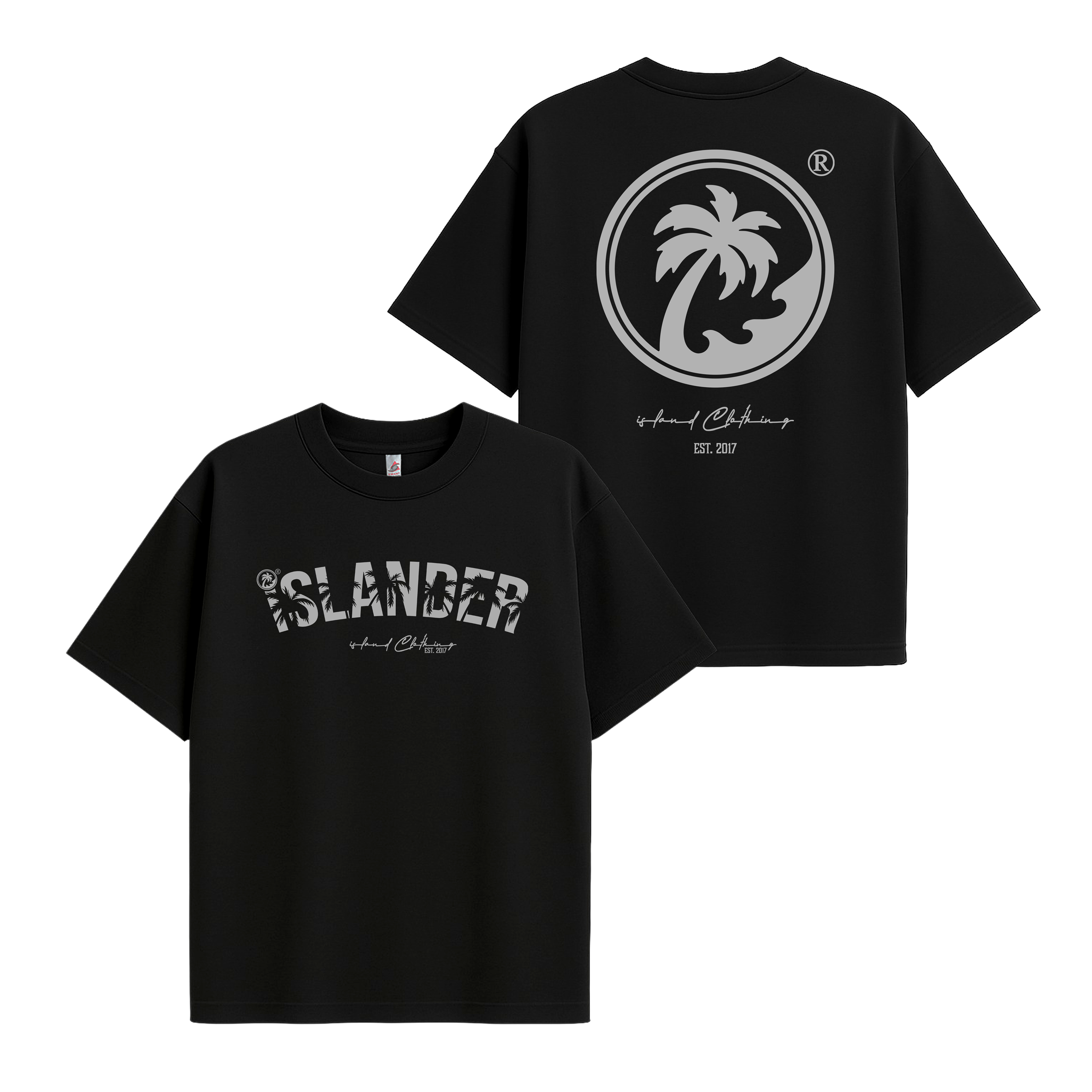 Islander TM Gray - UH77 Heavyweight Oversized Black
