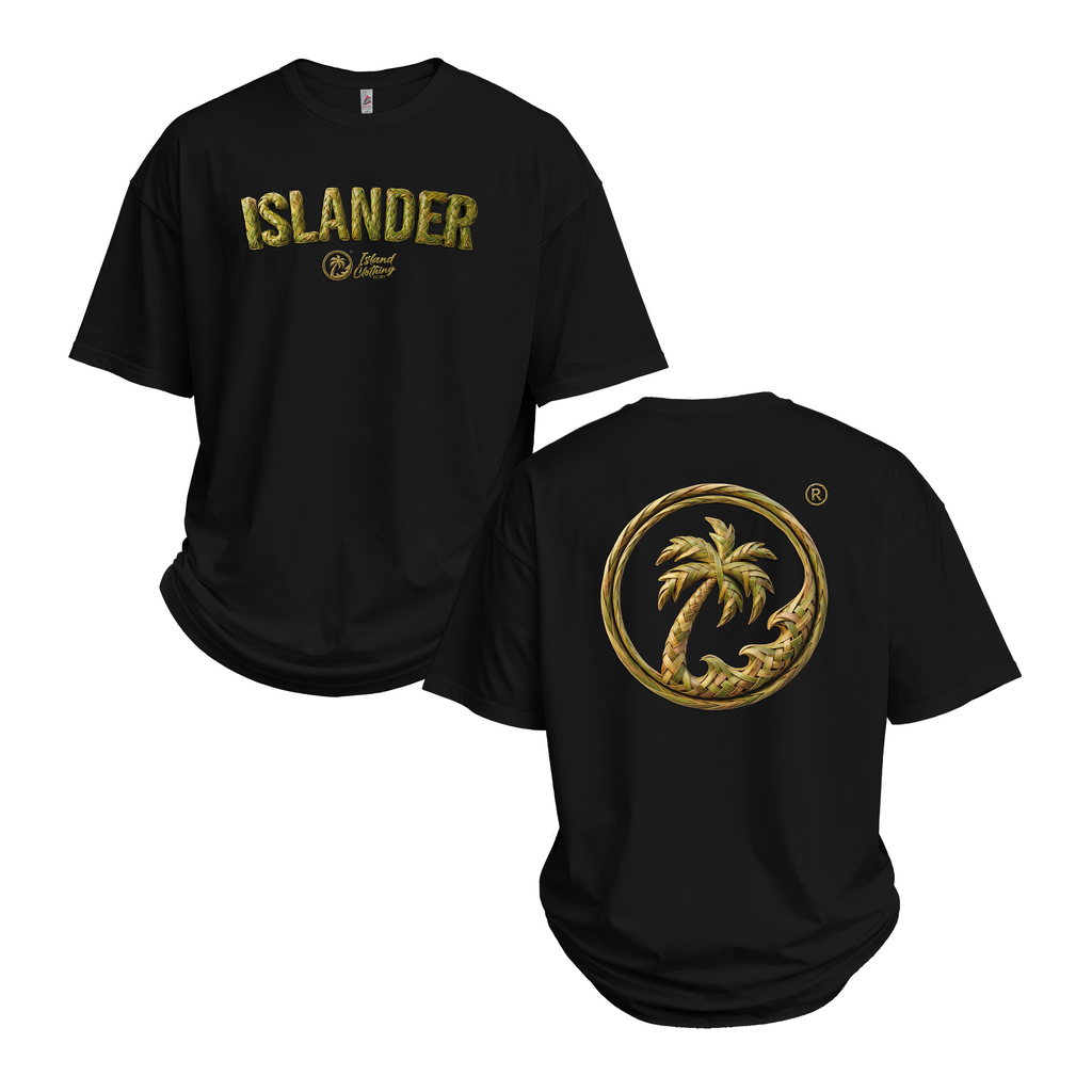 Islander Weave Pattern - UH77 Heavyweight Oversized - Black