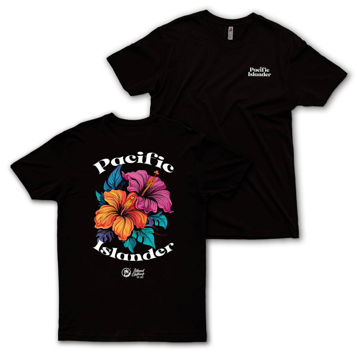 Pacific Islander Hibiscus Black Tee