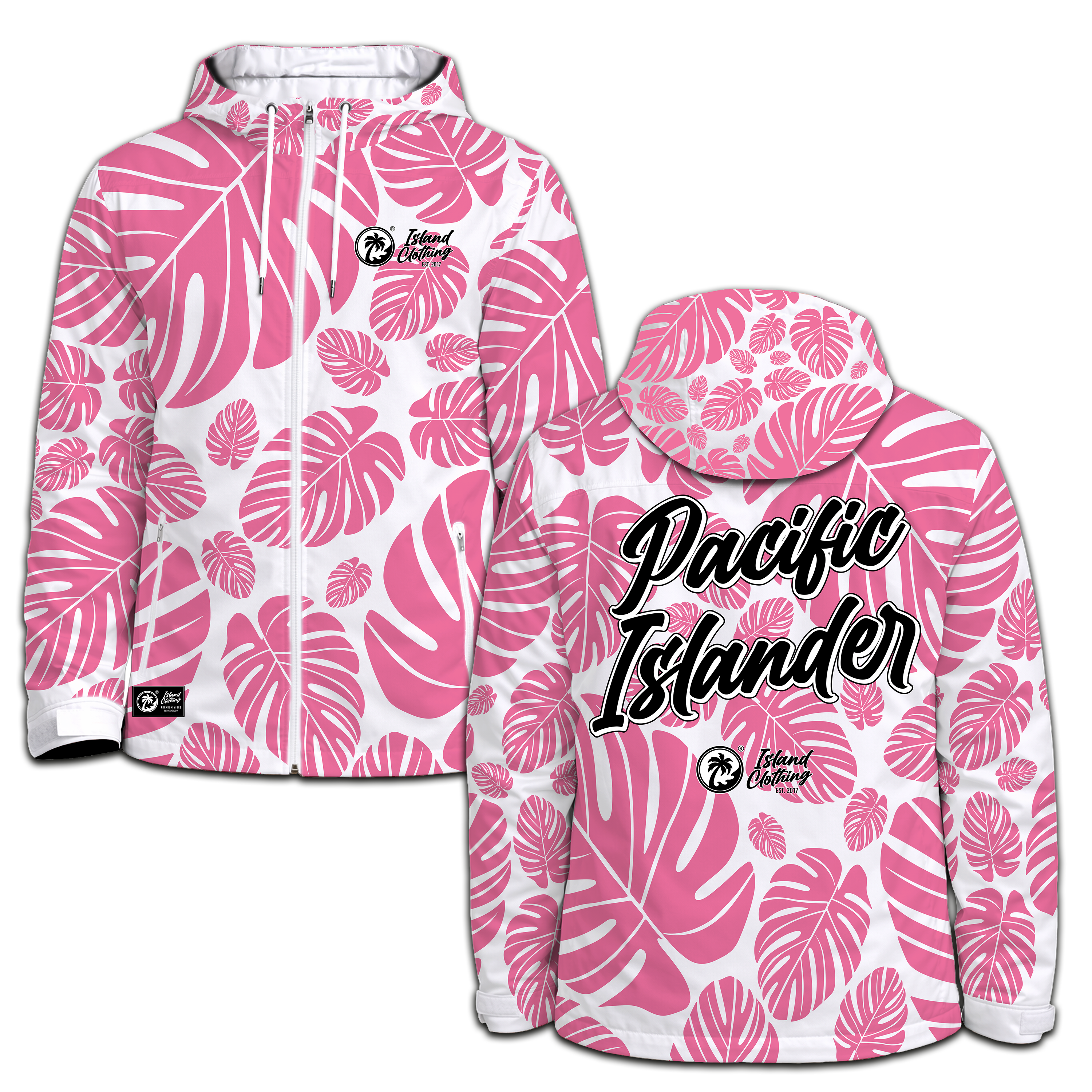 Pacific Islander White & Pink HEAVY DUTY Windbreaker - Sublimation