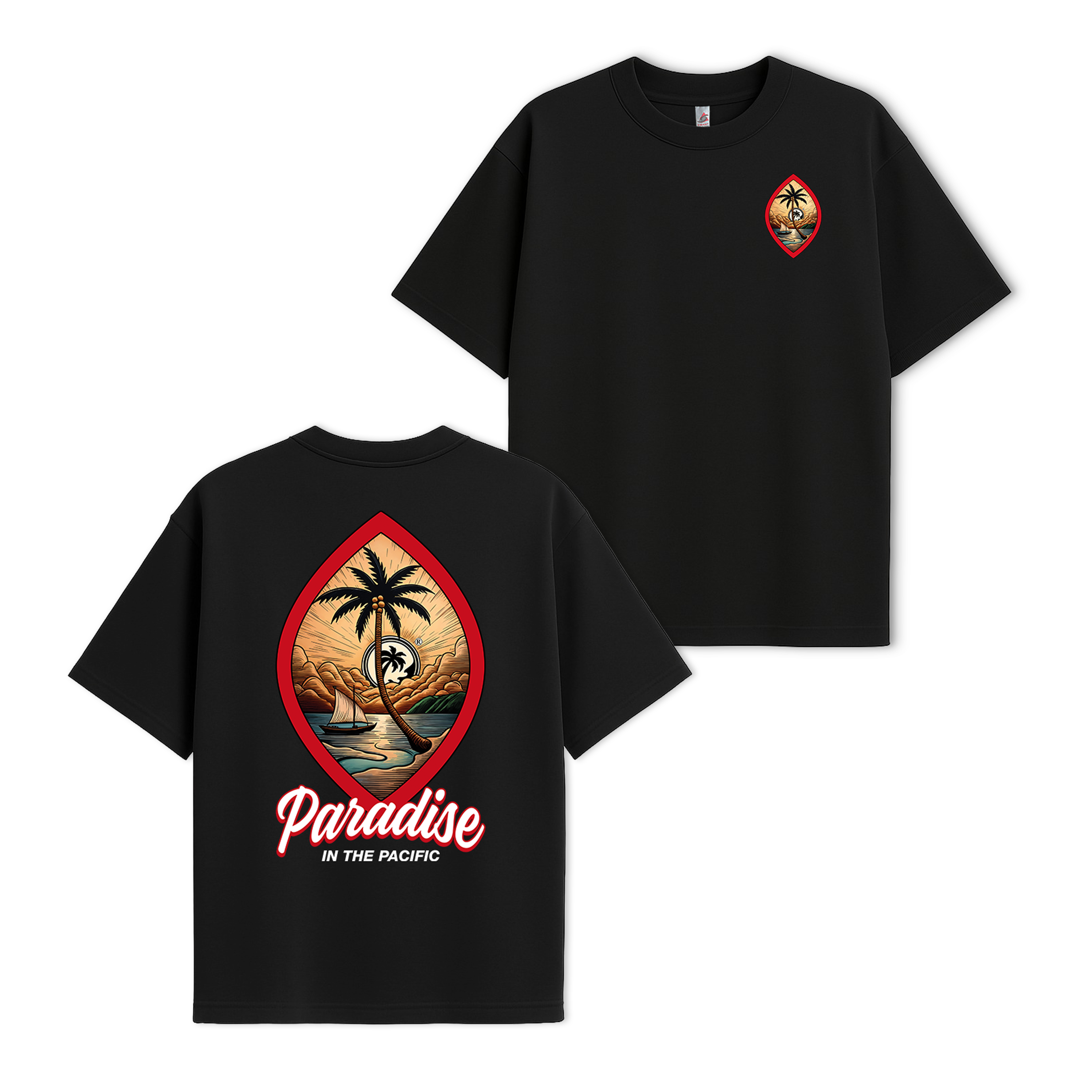 Paradise in the Pacific  - UH77 Heavyweight Oversized - Black