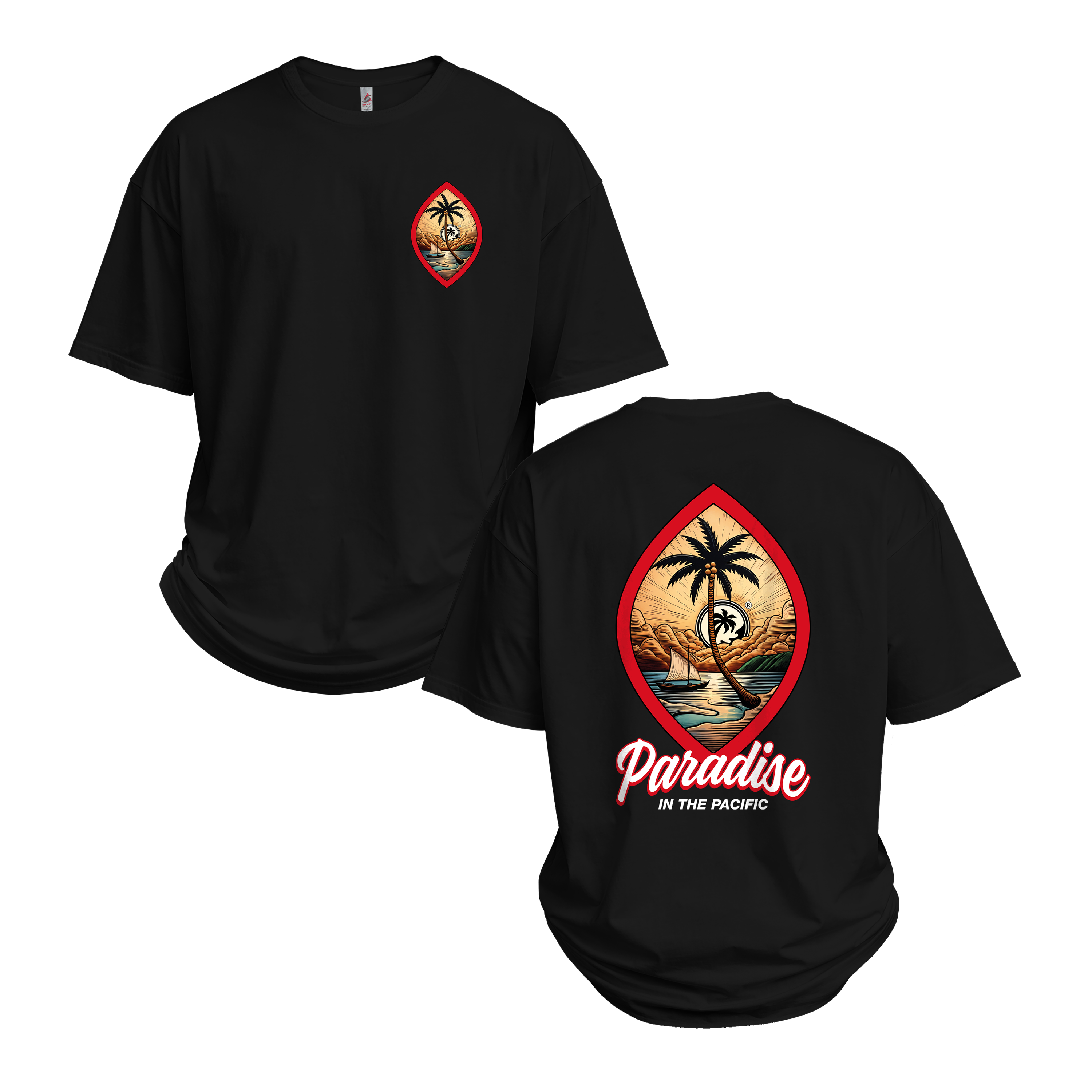 Paradise in the Pacific  - UH77 Heavyweight Oversized - Black