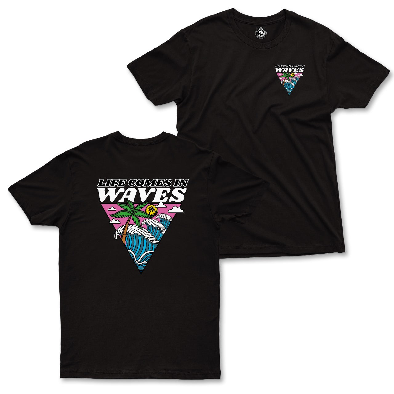 Life Comes In Waves Black Tee
