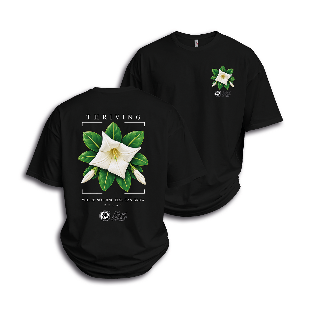 White Rock Lily - UH77 Heavyweight Oversized Black
