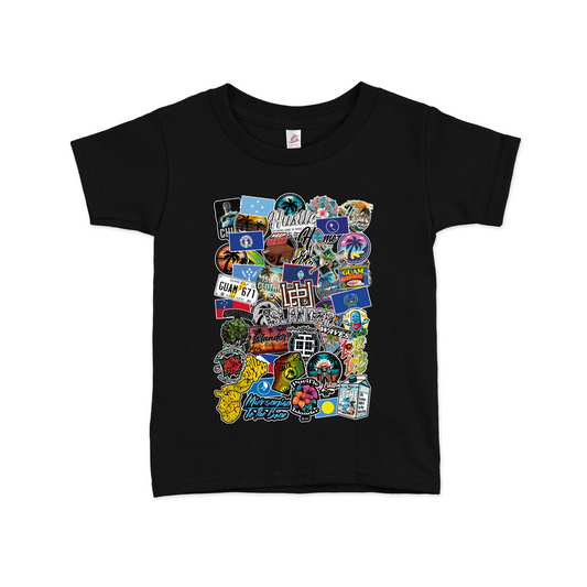 Kids Sticker Bomb: Black Tee - 3502
